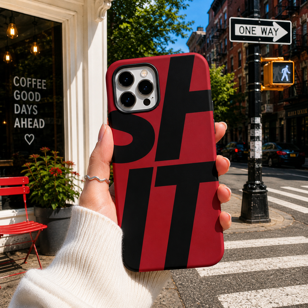 Bold Red Black Typography Mobile Cover