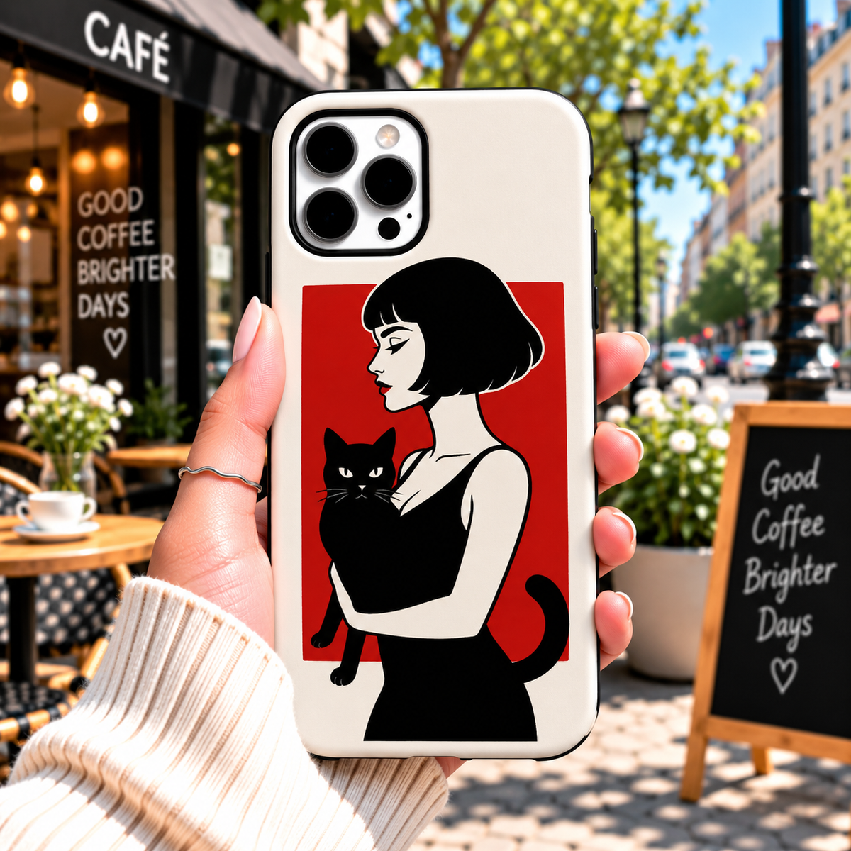 Vintage Woman & Black Cat Case