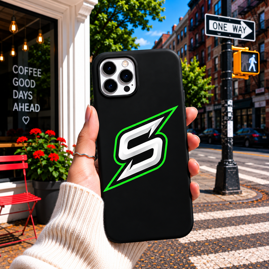 Black & Neon Green Lightning Phone Cover