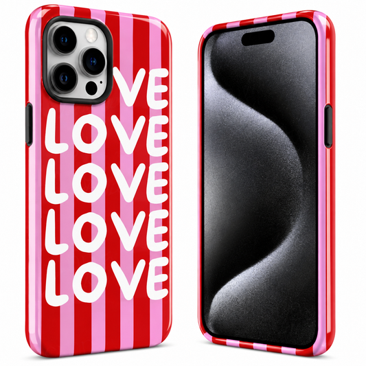Red & Pink Love Stripes Phone Cover