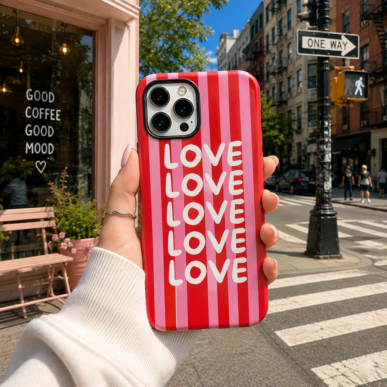 Red & Pink Love Stripes Phone Cover