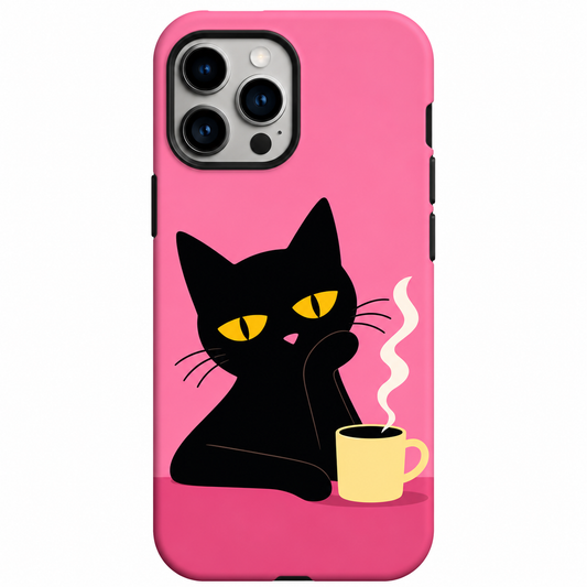 Pink Cat Coffee Phone Cover