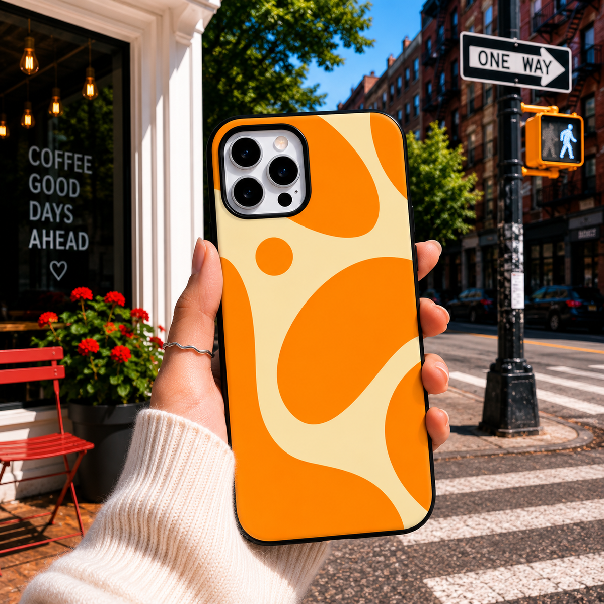 Orange & Cream Abstract Phone Cover
