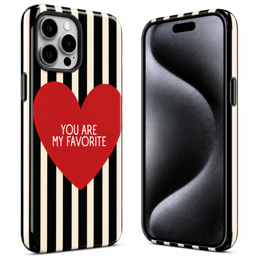 Black & White Striped Heart Phone Cover