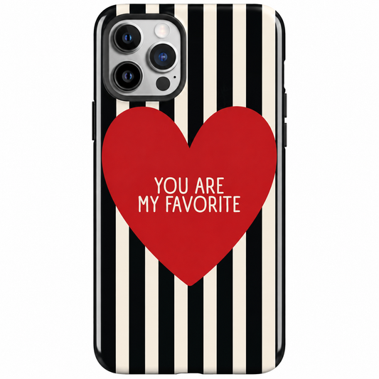 Black & White Striped Heart Phone Cover
