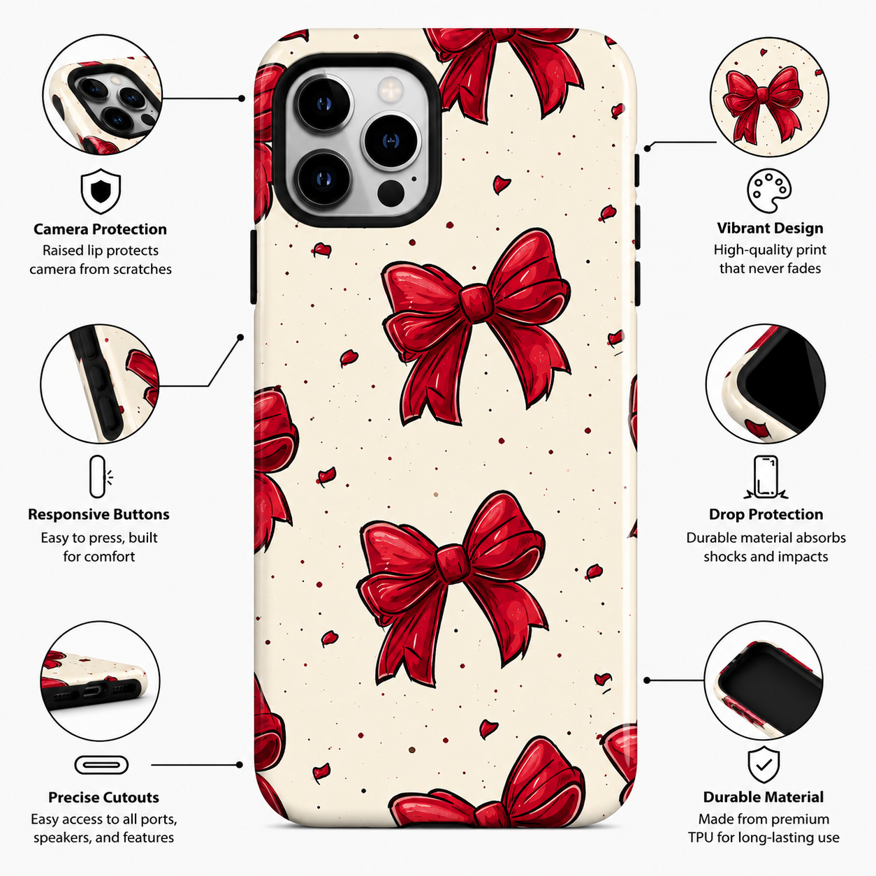 Red Bow Pattern Phone Cover