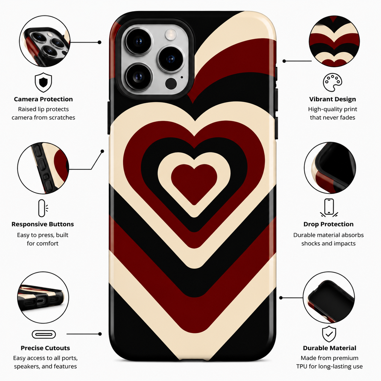 Layered Heart Mobile Cover