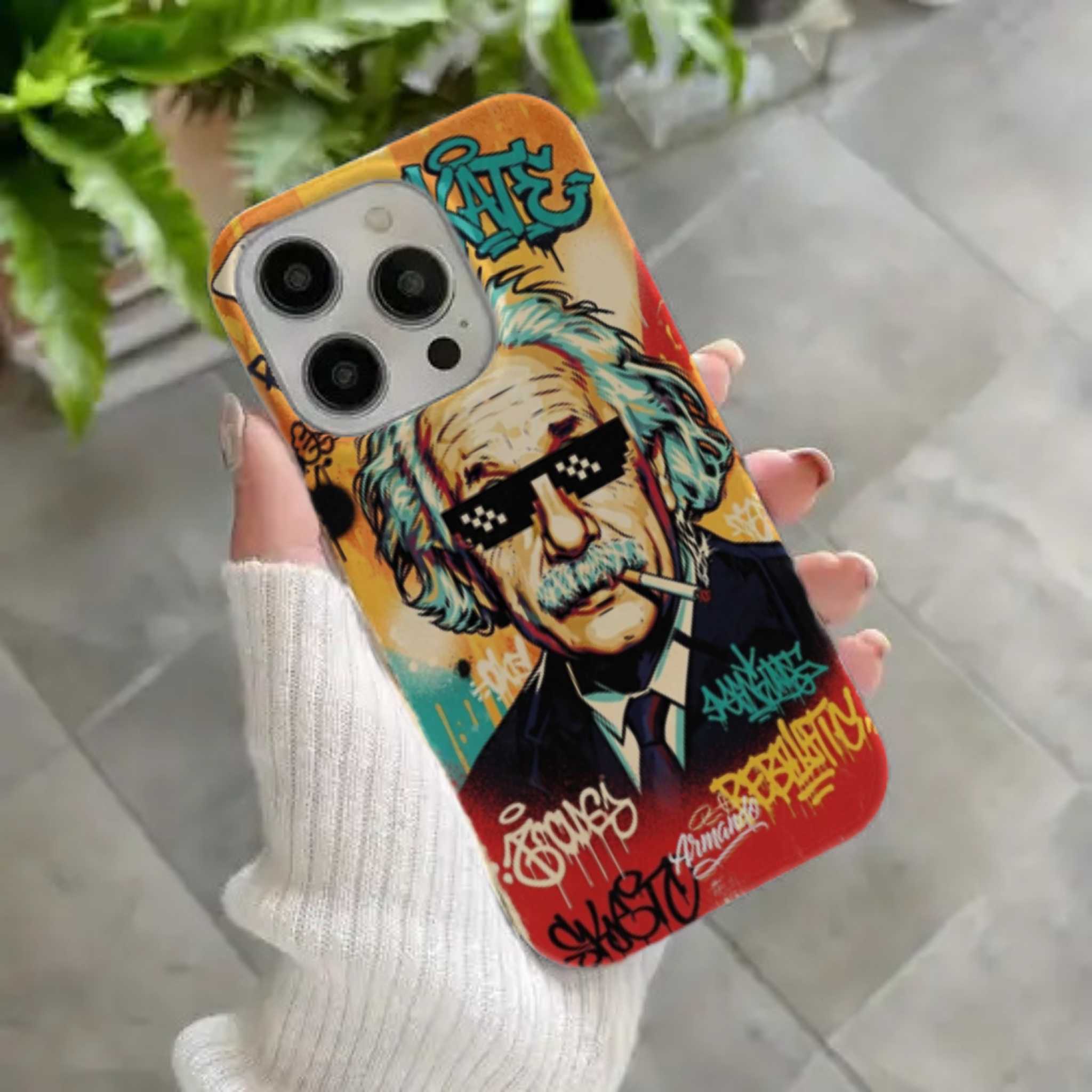 Albert Einstein Graffiti Cool Art HD Phone Case