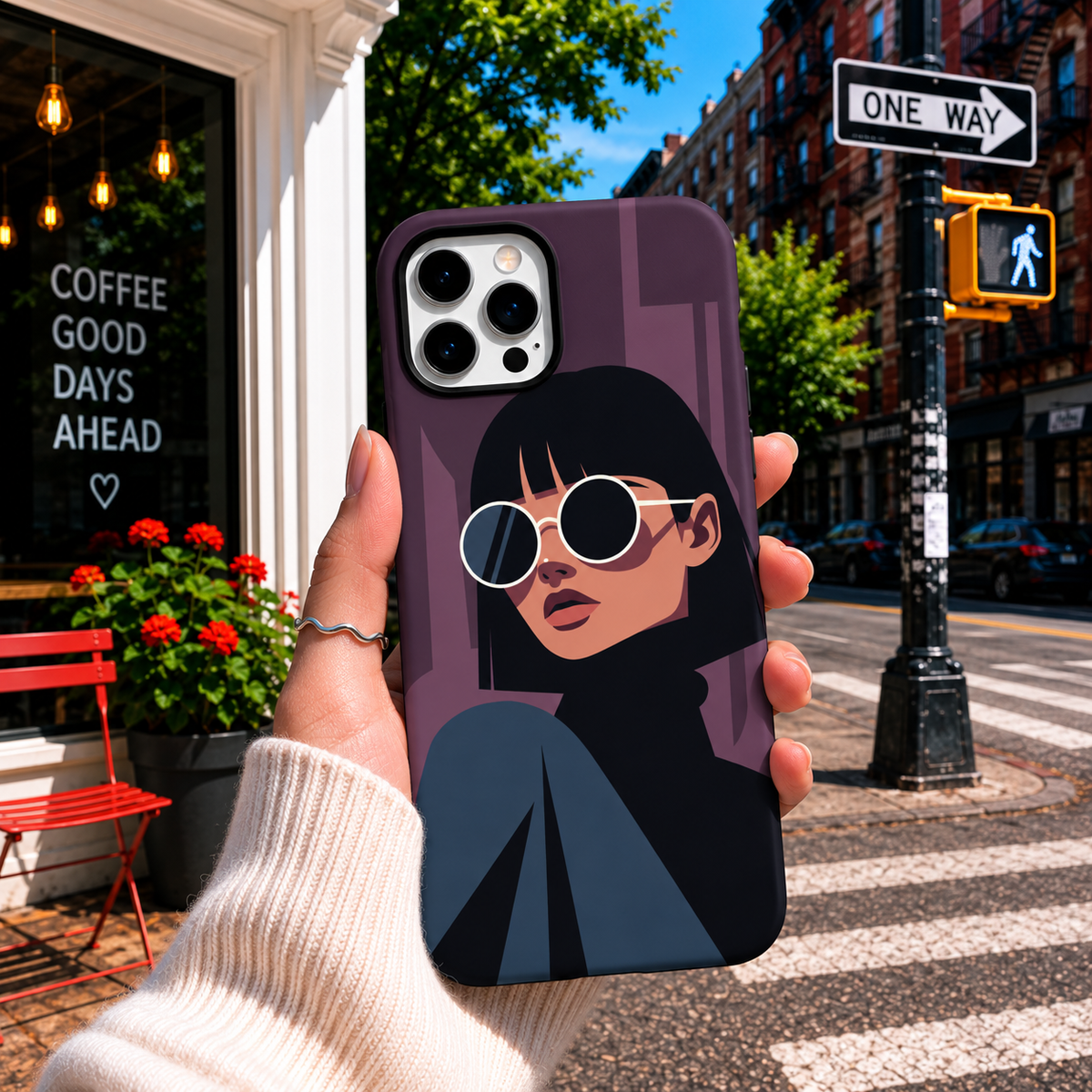Purple Retro Girl Phone Cover
