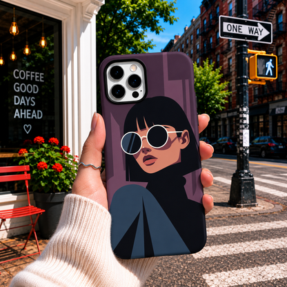 Purple Retro Girl Phone Cover