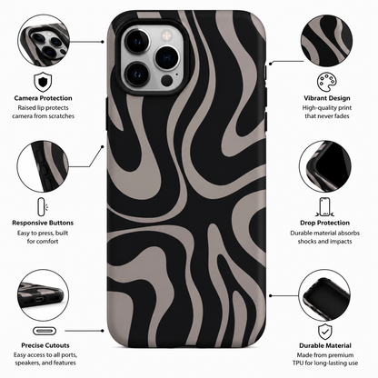 Black & White Abstract Wave Phone Cover