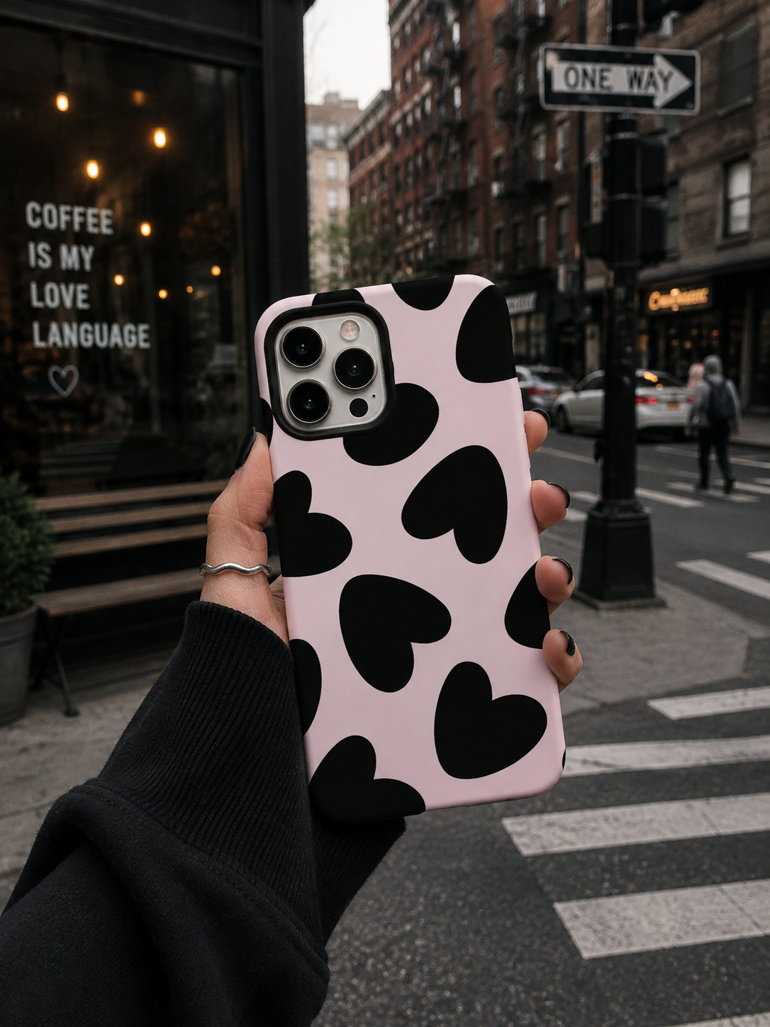 Pink Heart Pattern Phone Cover