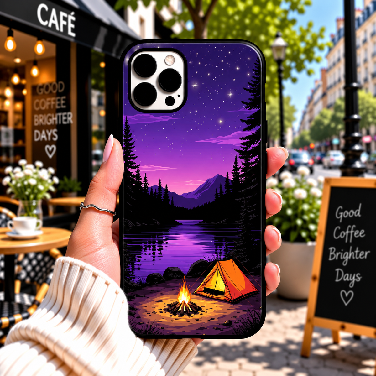 Purple Night Camp Premium Printed Phone Case