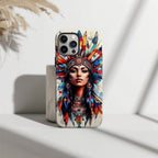 Colorful Tribal Queen Bohemian Feather Art Phone Case