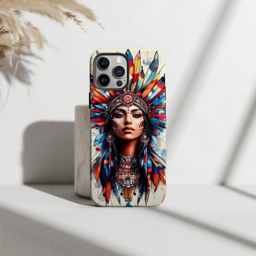 Colorful Tribal Queen Bohemian Feather Art Phone Case