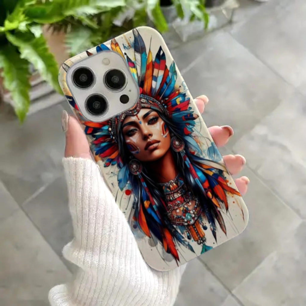 Colorful Tribal Queen Bohemian Feather Art Phone Case