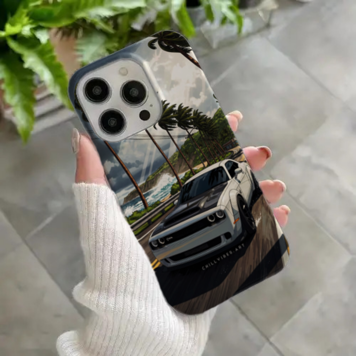 White Muscle Car Printed Mobile Cover | Premium HD Print Case