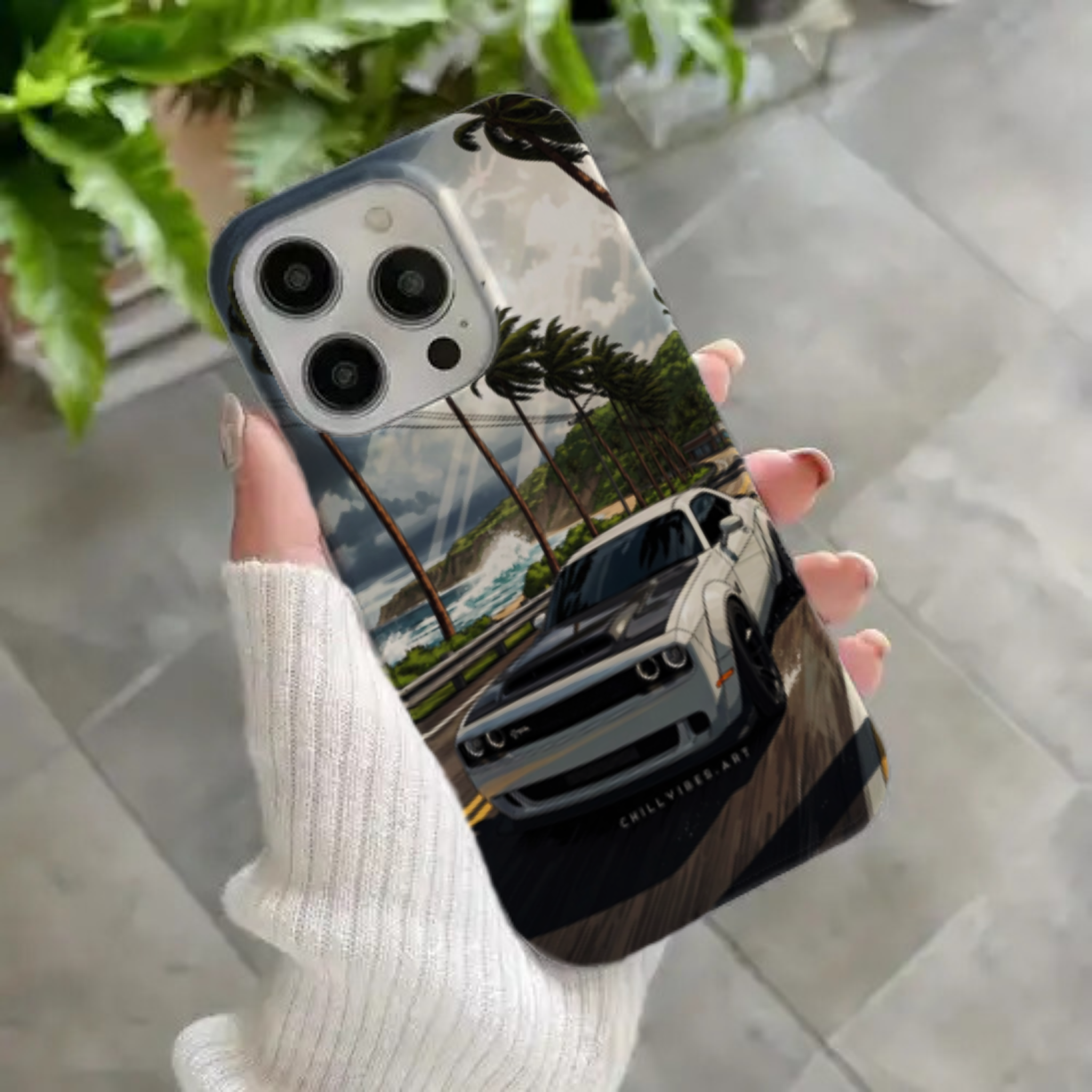 White Muscle Car Premium HD Print Case