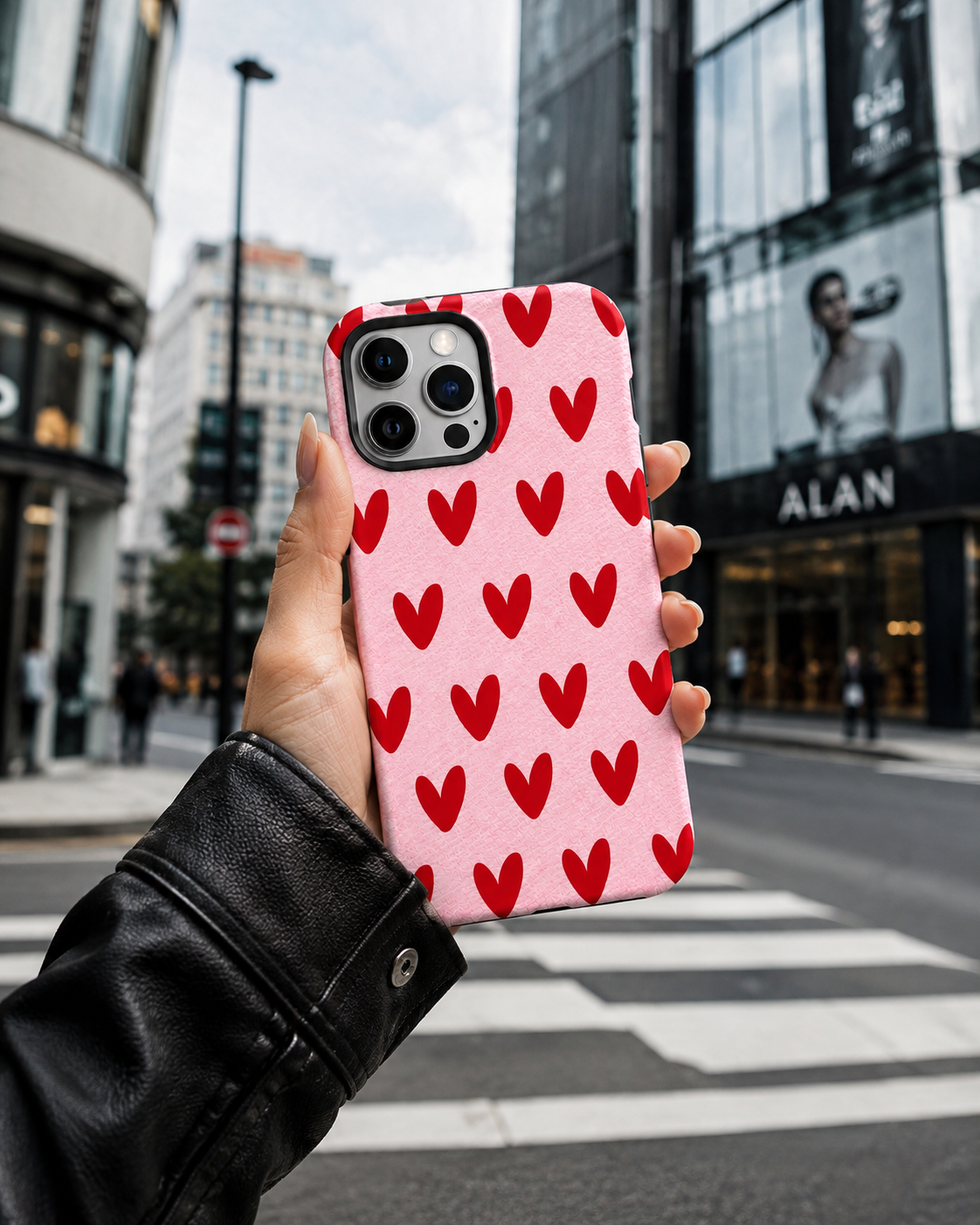 Pink Hearts Mobile Cover