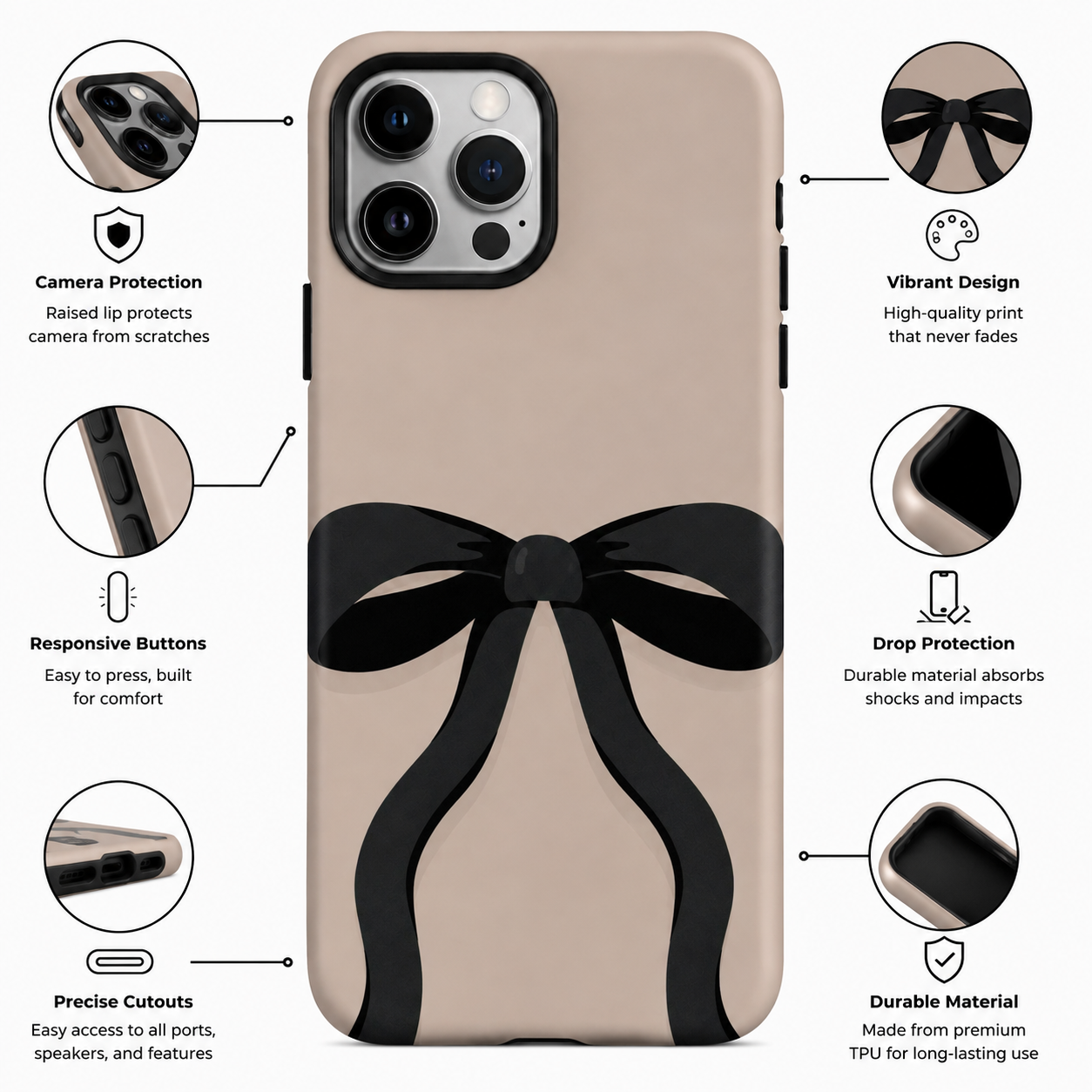 Black Bow Mobile Cover