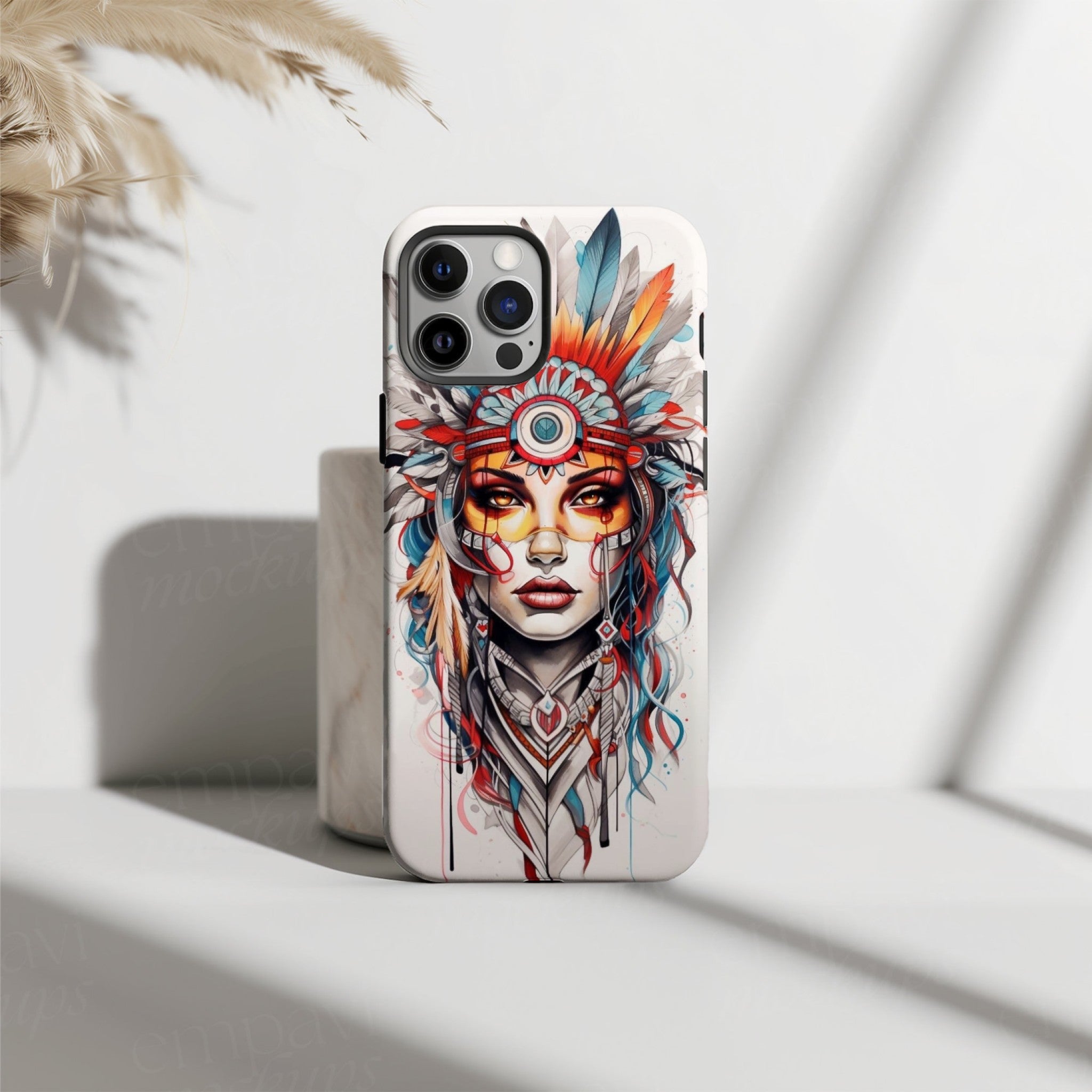 Tribal Warrior Bohemian Feather Art Phone Case