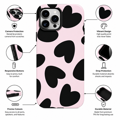 Pink Heart Pattern Phone Cover