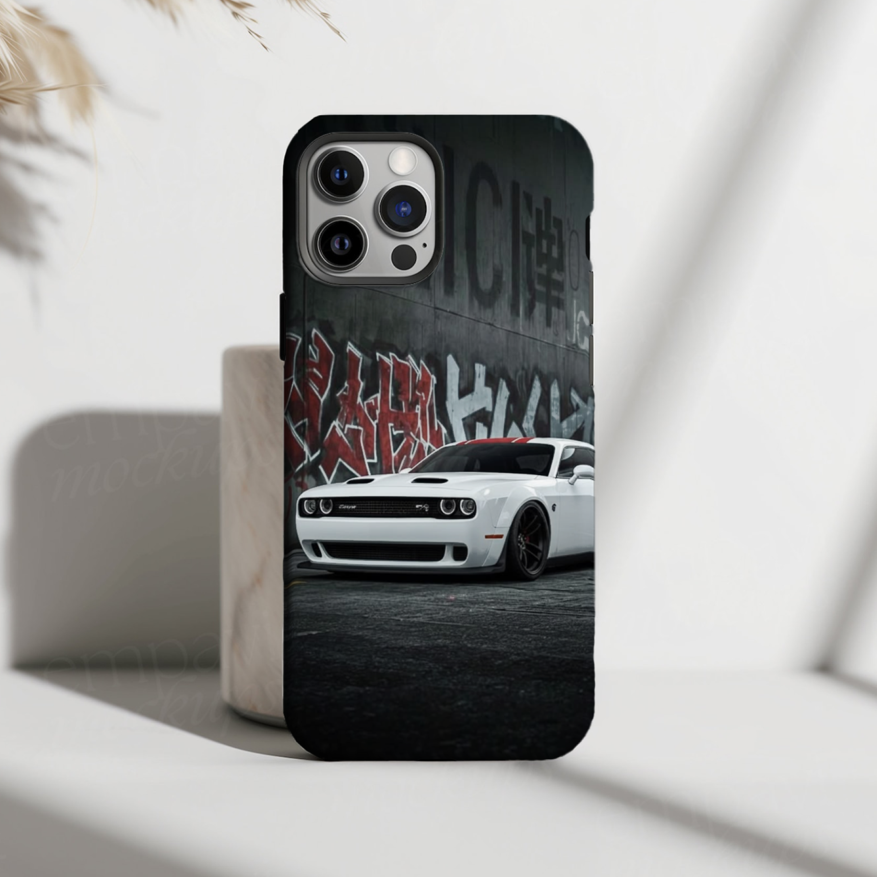 White Dodge Challenger SRT Premium HD Print Case