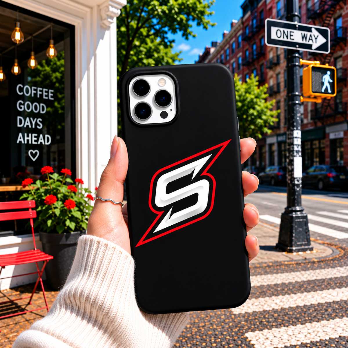 Black & Red Lightning Logo Phone Cover