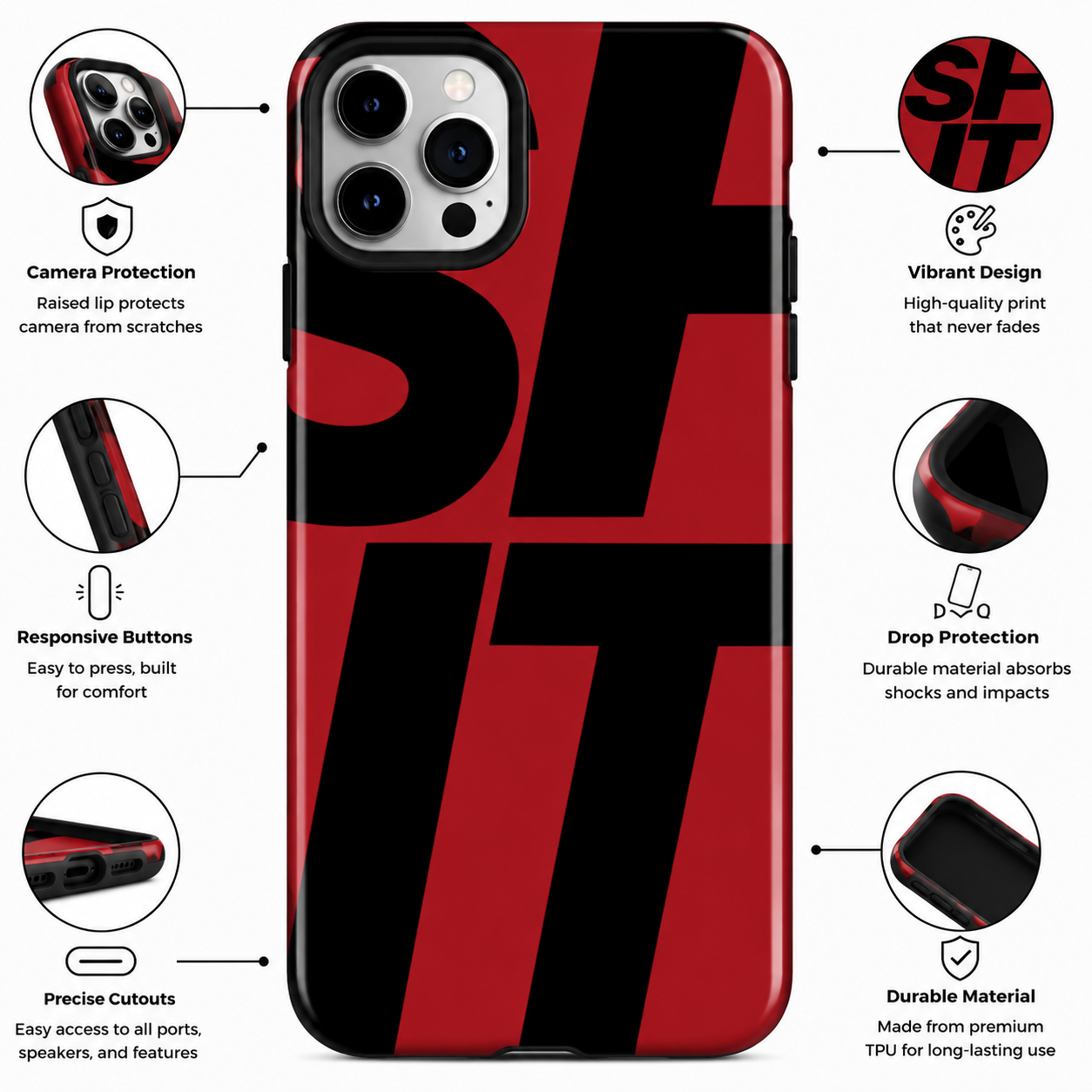 Bold Red Black Typography Mobile Cover