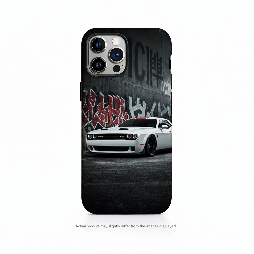 White Dodge Challenger SRT Premium HD Print Case