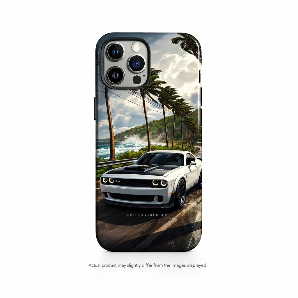 White Muscle Car Premium HD Print Case