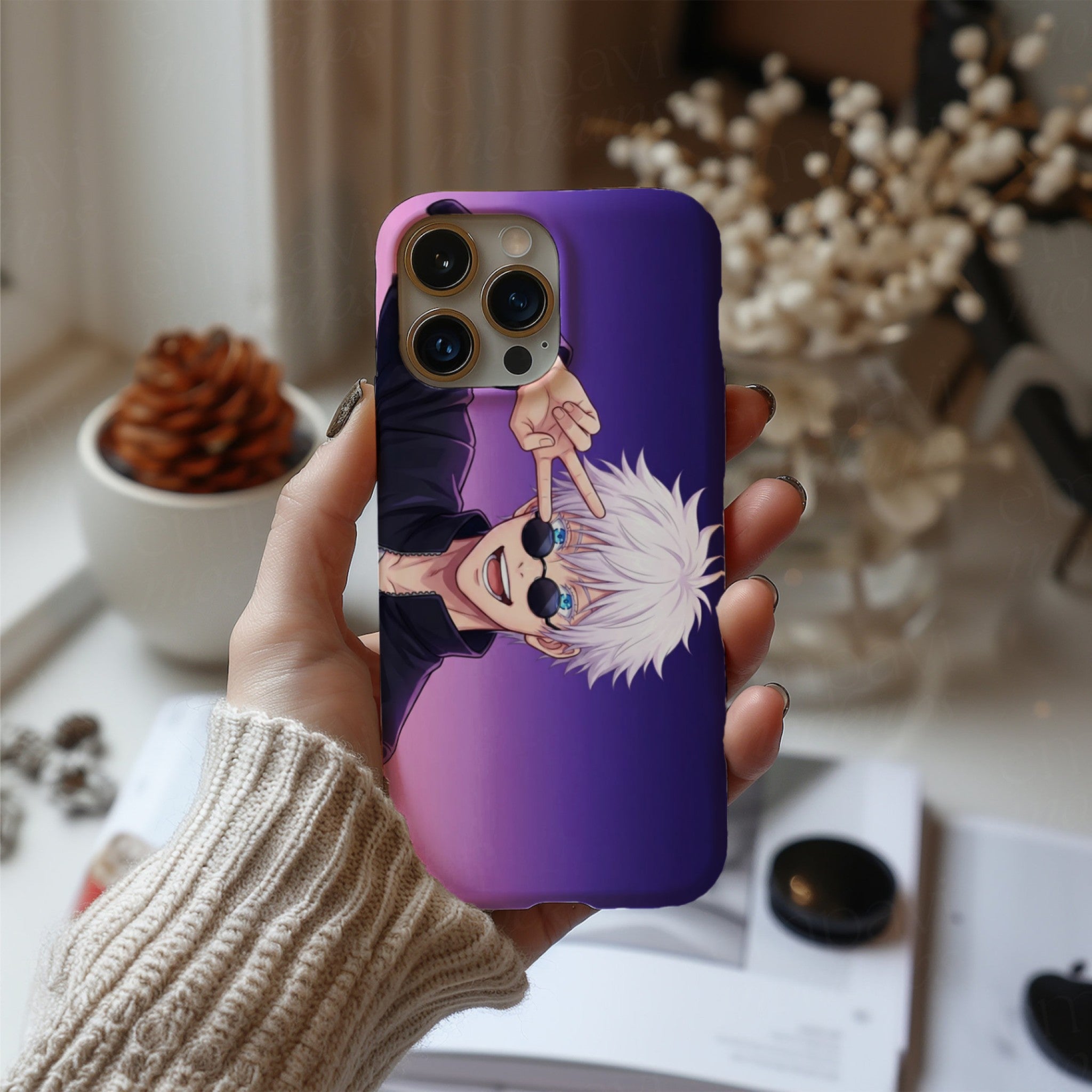 Satoru Gojo Peace Sign Anime HD Phone Case