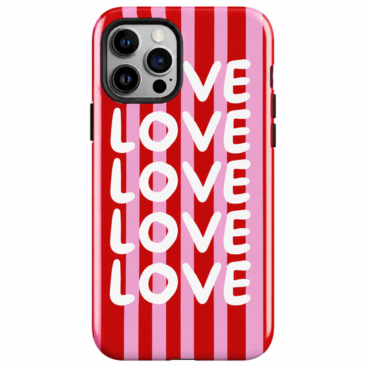 Red & Pink Love Stripes Phone Cover