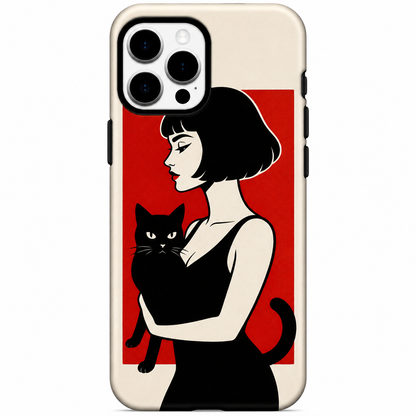 Vintage Woman & Black Cat Case