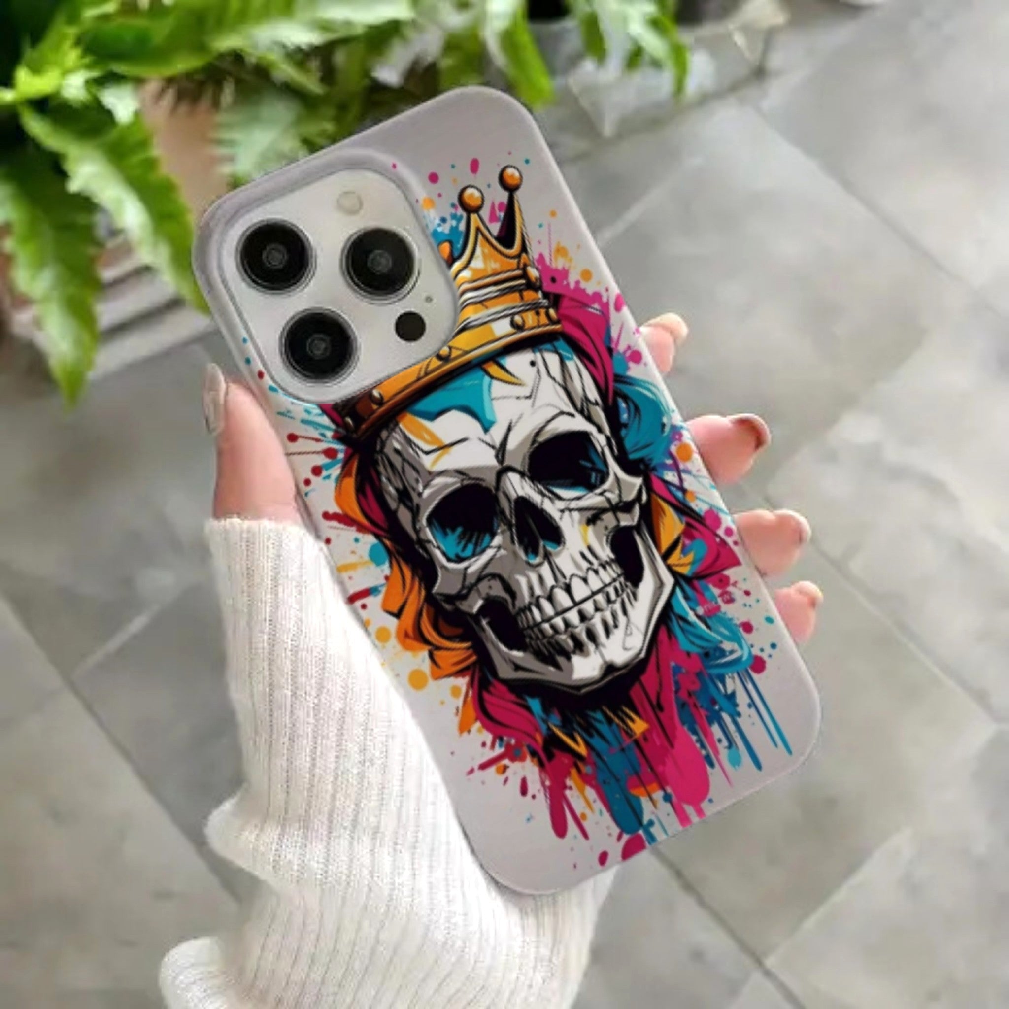 King Skull Color Splash Skull Art Phone Case