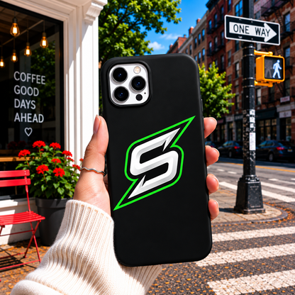 Black & Neon Green Lightning Phone Cover