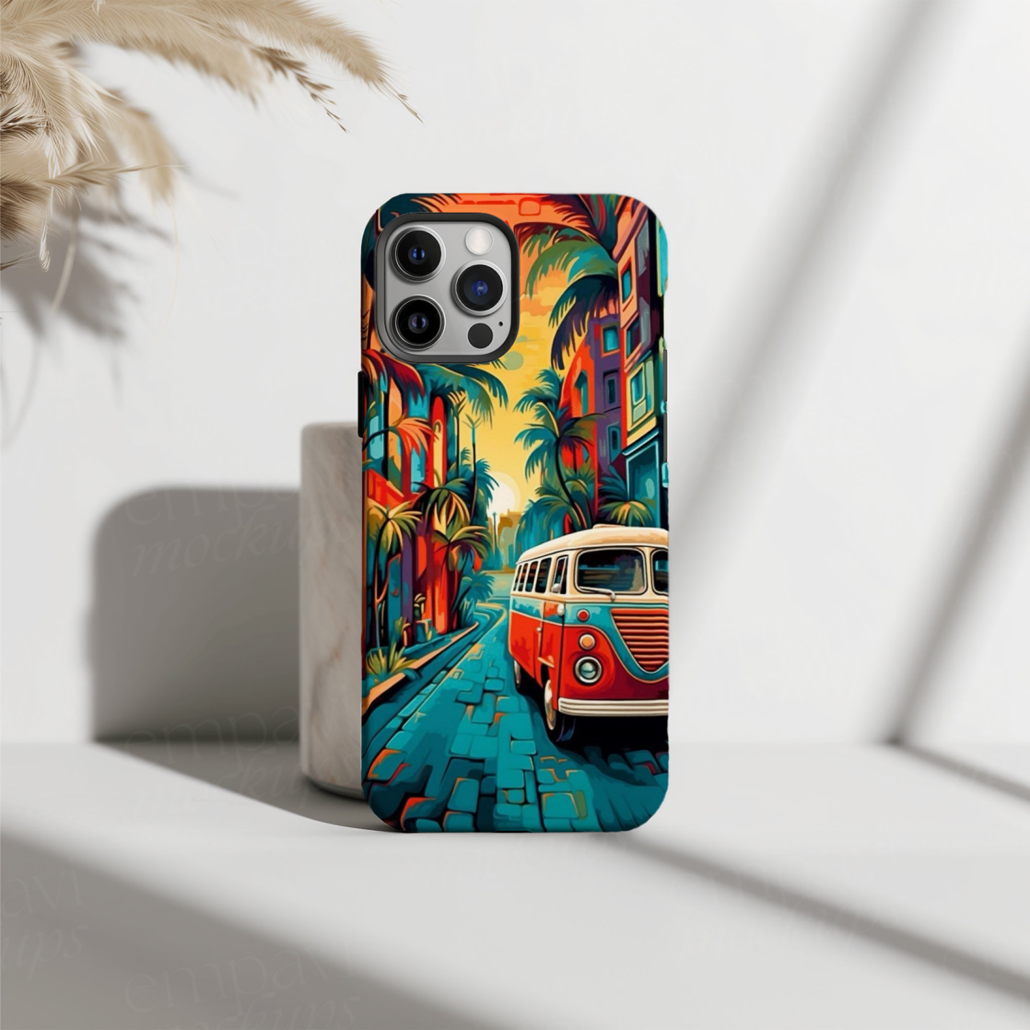 Tropical Sunset Van  Retro Beach HD Phone Case