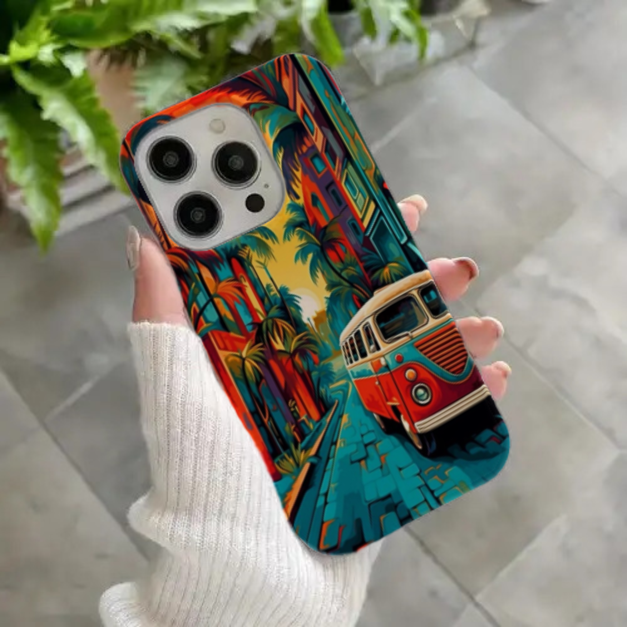 Tropical Sunset Van  Retro Beach HD Phone Case