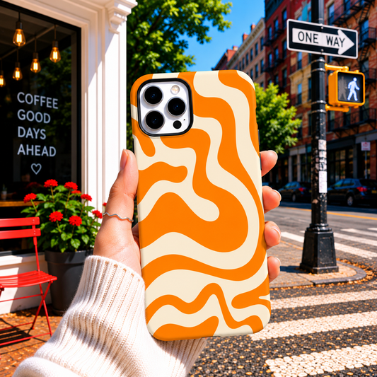 Orange & Cream Wavy Phone Cover