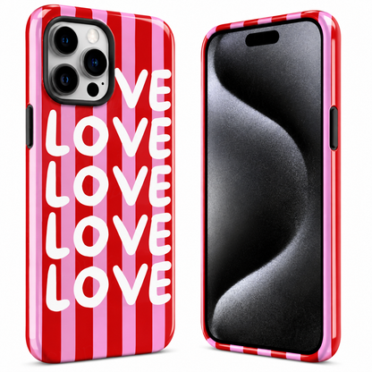 Red & Pink Love Stripes Phone Cover