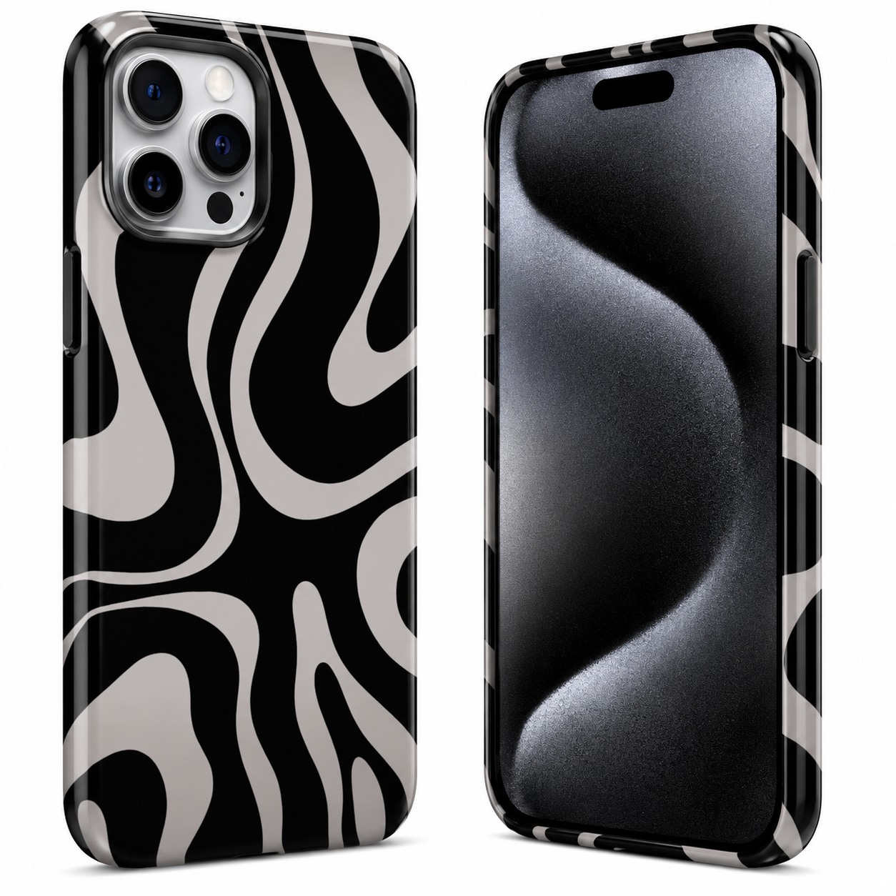 Black & White Abstract Wave Phone Cover