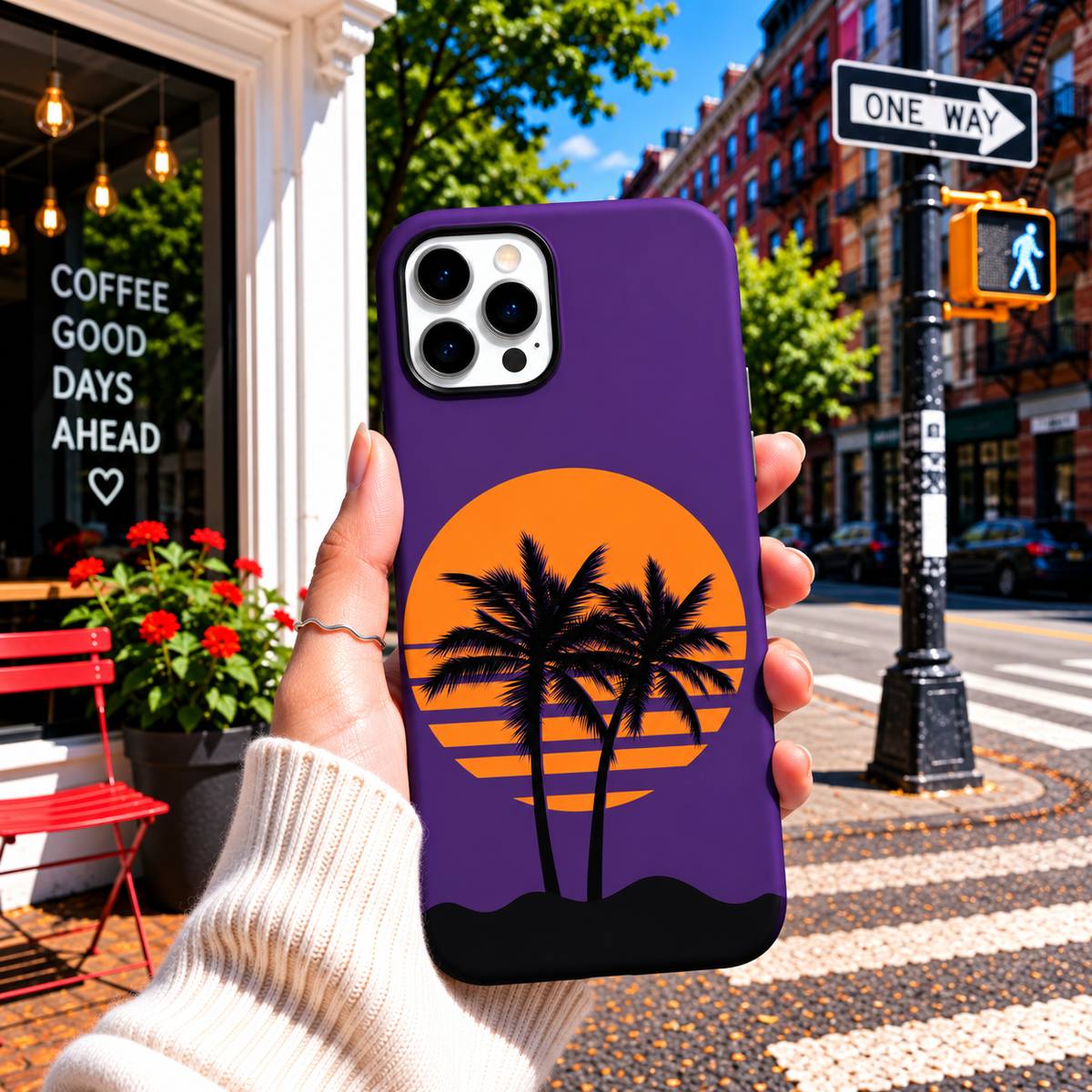 Purple Sunset Palm Trees Phone Cover