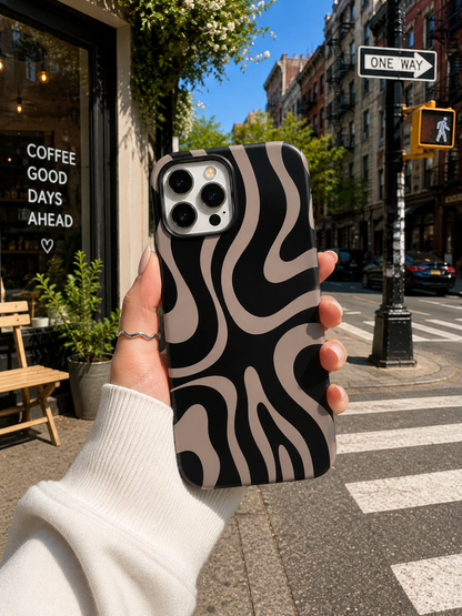 Black & White Abstract Wave Phone Cover