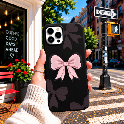 Black & Pink Bow Phone Cover