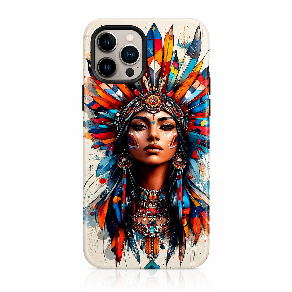 Colorful Tribal Queen Bohemian Feather Art Phone Case