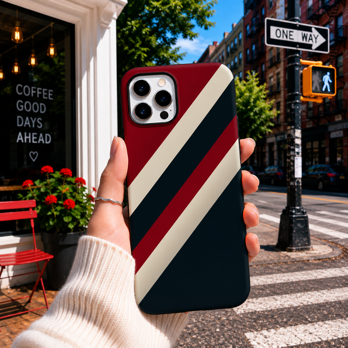 Red Black Stripe Mobile Cover